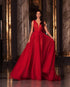Sexy Red Tulle Prom Dresses with V-Neck Elegant A-line Long Prom Party Gowns 2021 New